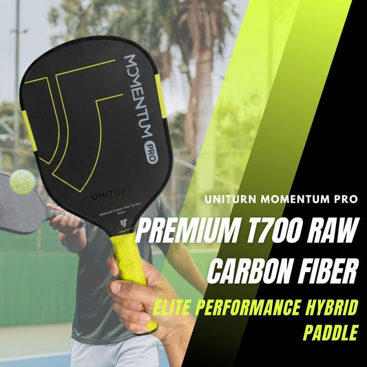 Uniturn T700 Raw Carbon Fiber Pickleball Paddle with Silicone Comfort Grip - Momentum PRO Green Series