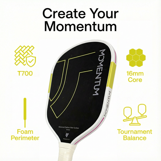 Uniturn Momentum Pickleball Paddle | T700 Raw Carbon Fiber | 16mm Control Core - Pink Series