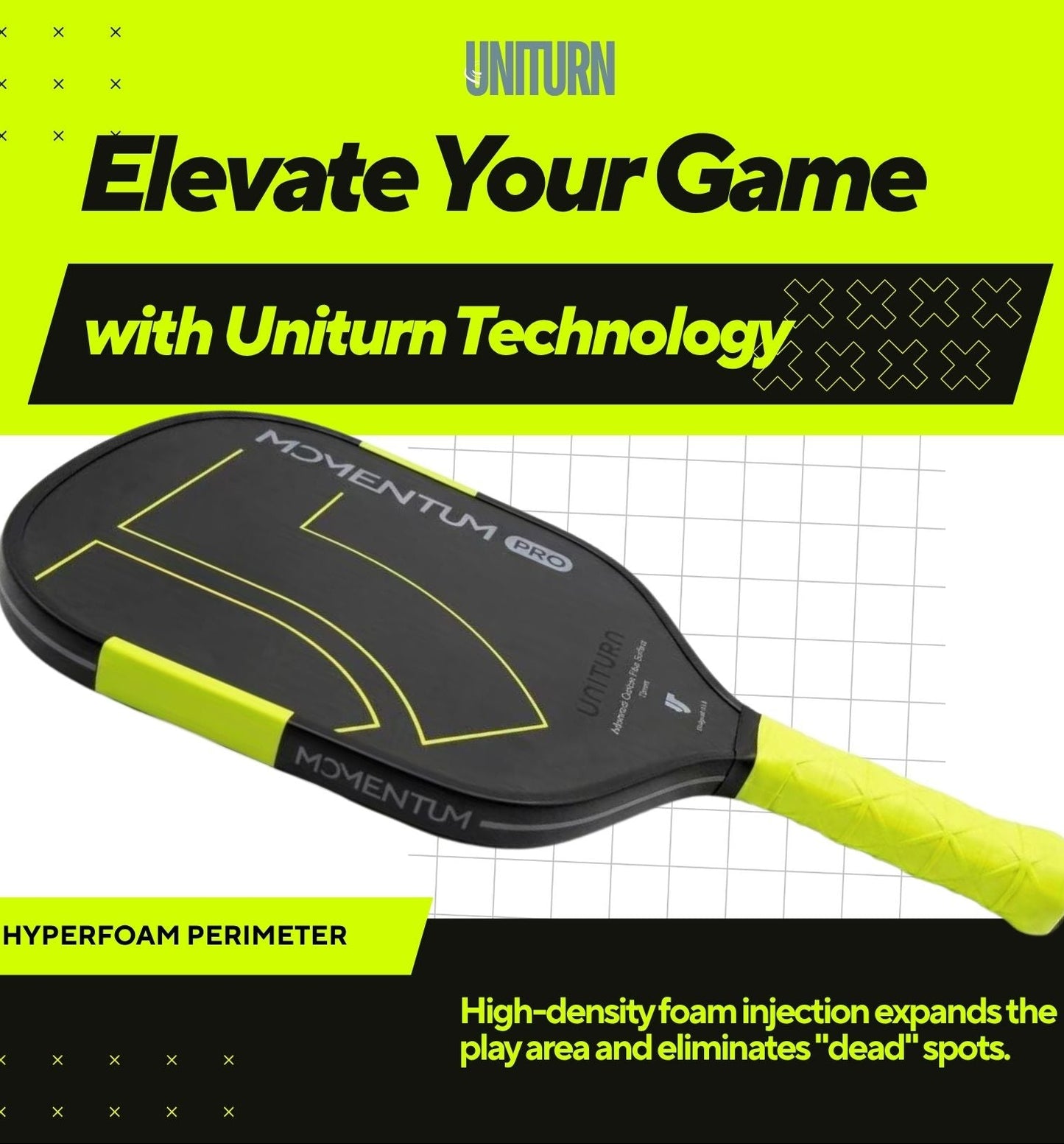 Uniturn T700 Raw Carbon Fiber Pickleball Paddle with Silicone Comfort Grip - Momentum PRO Green Series