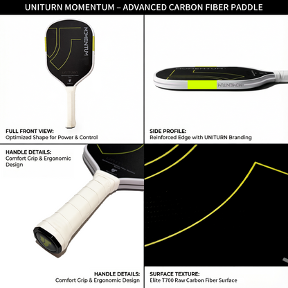 Uniturn Momentum Pickleball Paddle | T700 Raw Carbon Fiber | 16mm Control Core