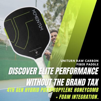 Uniturn Pickleball Paddle | T700 Raw Carbon Fiber | 16mm Control Core - Momentum Series