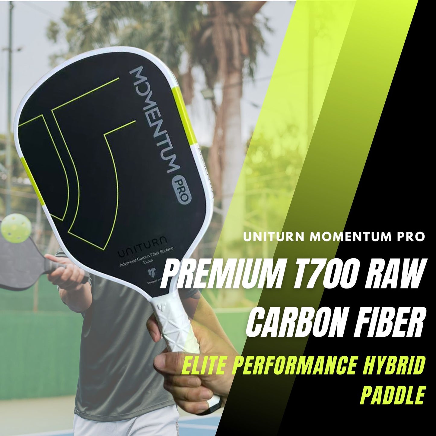 Uniturn Momentum PRO | T700 Raw Carbon Fiber Paddle with Silicone Comfort Grip