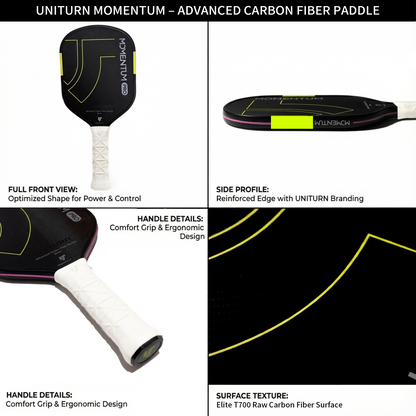 Uniturn Momentum PRO | T700 Raw Carbon Fiber Paddle with Silicone Comfort Grip - Pink Series
