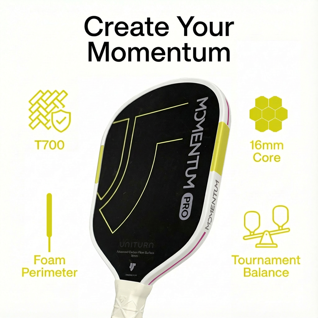 Uniturn Momentum PRO | T700 Raw Carbon Fiber Paddle with Silicone Comfort Grip - Pink Series