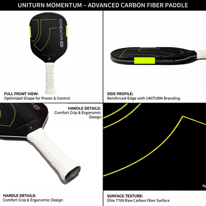 Uniturn Momentum PRO | T700 Raw Carbon Fiber Paddle with Silicone Comfort Grip